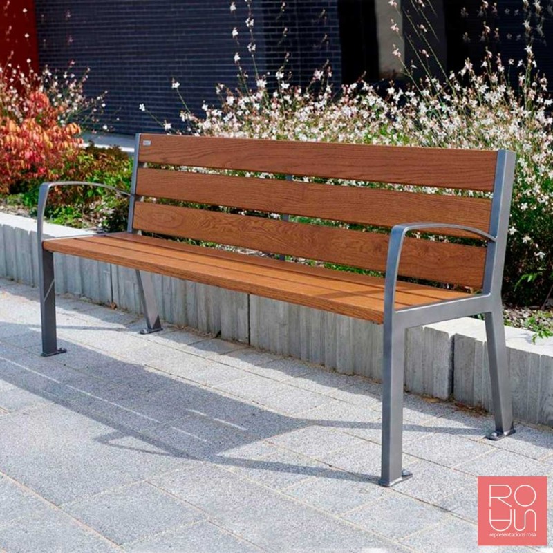 Banc Silaos en acer i fusta Roure PEFC